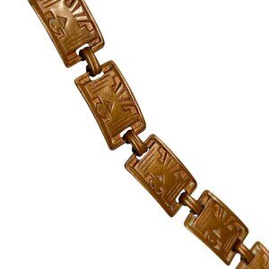 Vintage Copper Link Bracelet With Art Deco Design